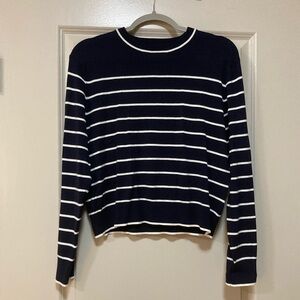 H&M Navy Blue Striped Crew Neck Sweater size small